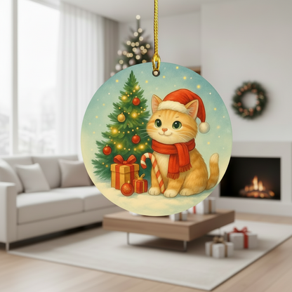 Pet Christmas Ornament, Kitty with Candy Cane Christmas Ornaments, Cat Lover Xmas Gift 2025