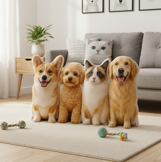 Custom Pet Pillow – Personalized Dog or Cat Shaped Cushion, Pet Portrait Plush Keepsake, Funny Gift for Animal Lovers