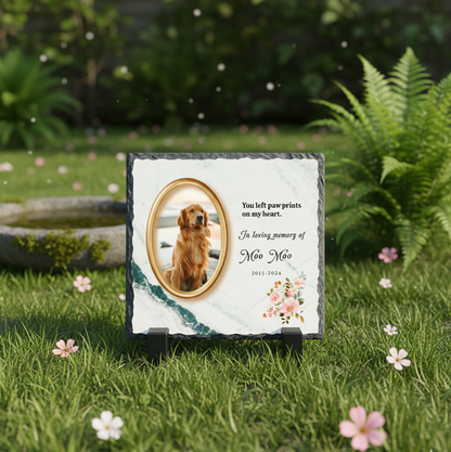 Personalized Pet Memorial Photo Slate Stone: Dog Loss Gift