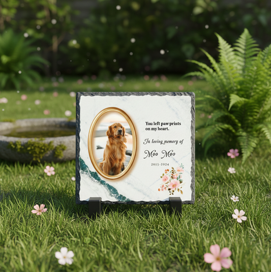 Personalized Pet Memorial Photo Slate Stone: Dog Loss Gift