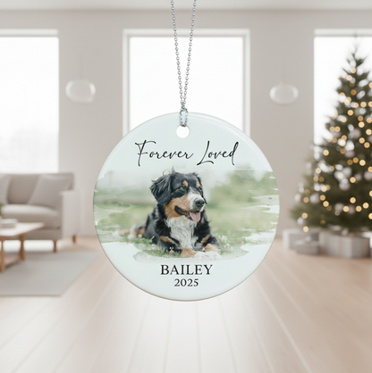 Pet Memorial Photo Ornament: Custom Dog Christmas Gift Keepsake, Personalized Use Photo Ornament For Loss Of Pet (STP-027)