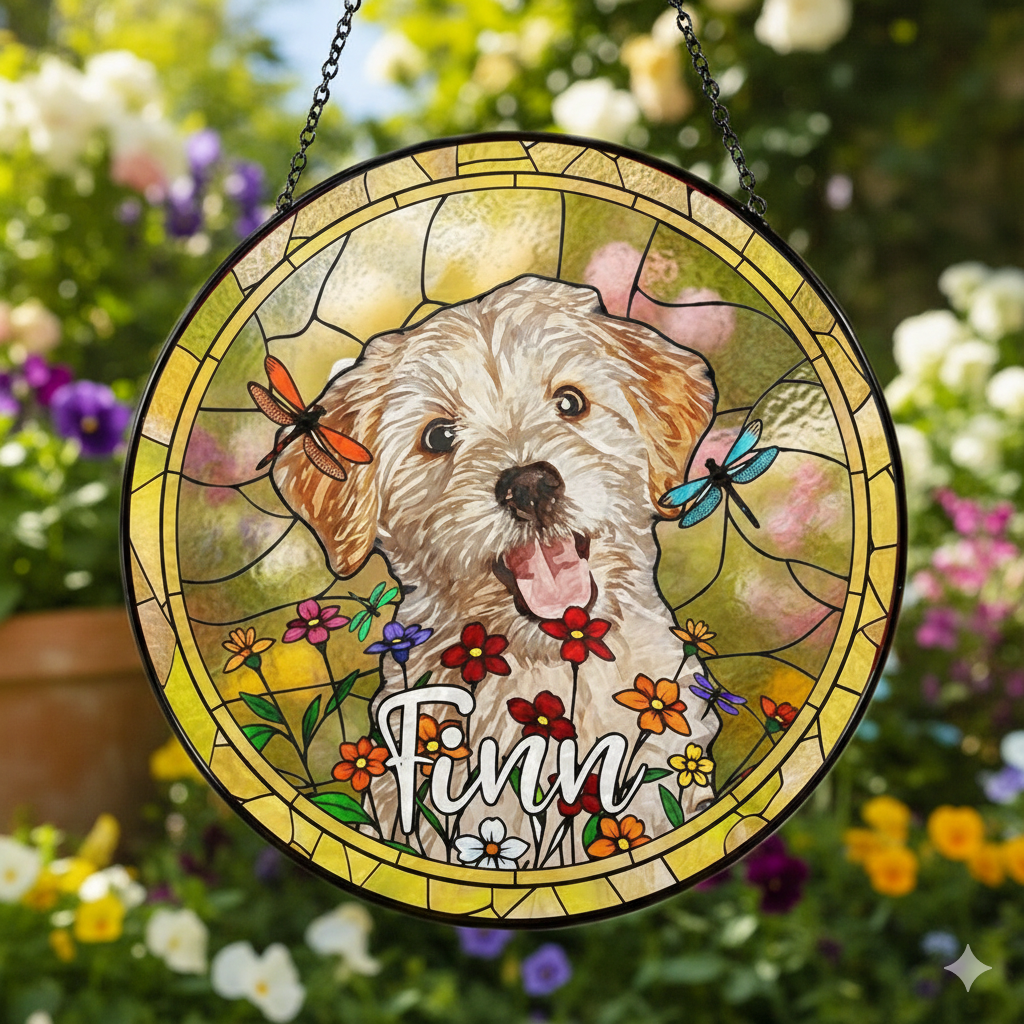 Personalized Suncatcher Ornament for Pet Lover, Loss Of Dog Memorial, Sympathy Gift, Custom Dog Remembrance Gifts for Dog Mom,Dog Dad CDS01