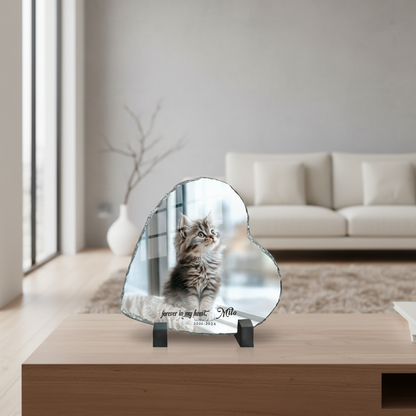 Personalized Pet Memorial Photo Slate Stone: Cat Loss Gift