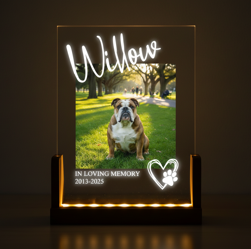 Custom Pet Memorial Night Light - Personalized Dog Cat Loss Gift - Photo Keepsake LED Light Sign - Pet Lover Sympathy Gift - Fur Baby Memory