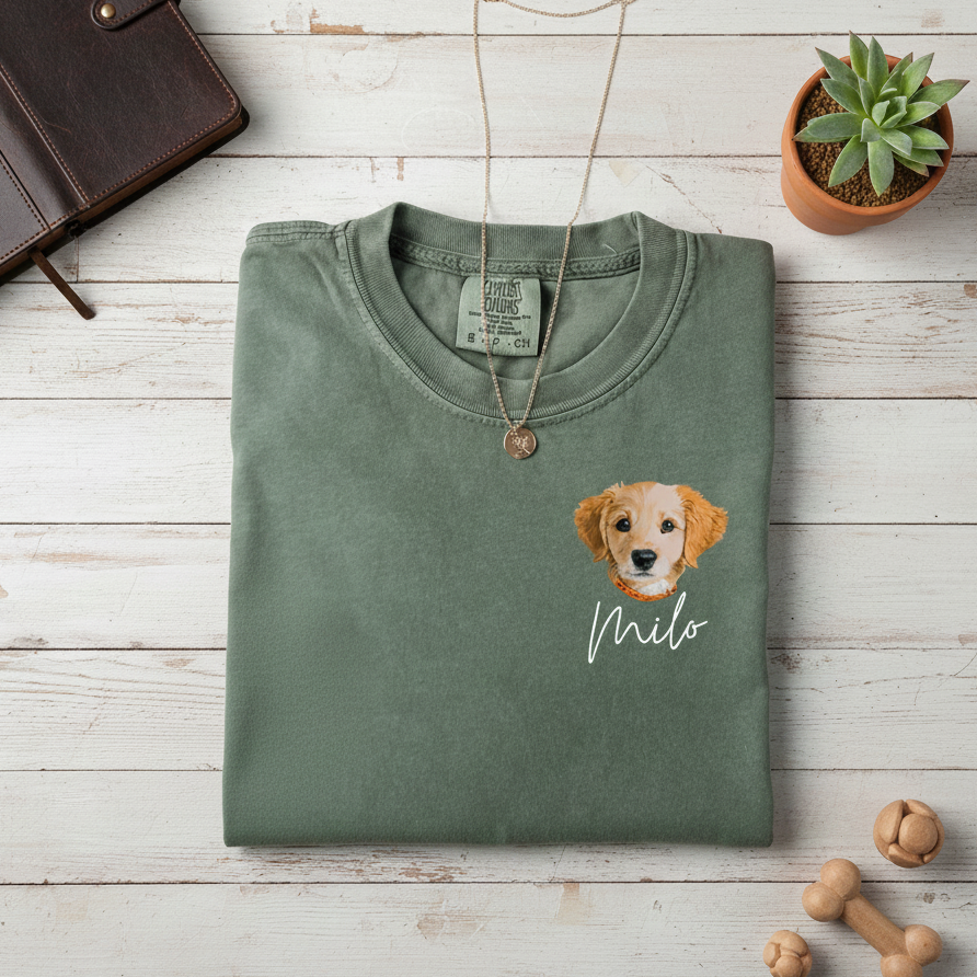 Comfort Colors® Custom Pet Shirt, Pet photo and name, Personalized Pet Portrait Shirt, Custom Dog Cat Graphic Tee, Pet Lover Gift, Dog Lover