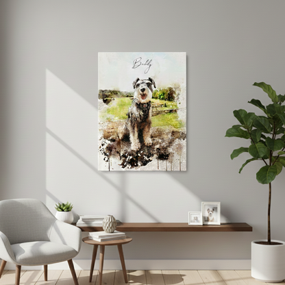 Custom Pet Portrait from Photo Framed Canvas Print