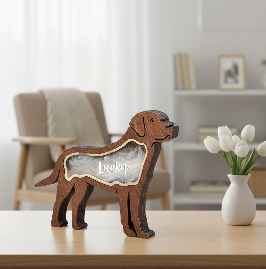 Pet Memorial Gift Personalised Hair Memorial Box, Wooden Pet Statue Fur Urn Keepsake, Pet Loss Gift, Dog Teeth Hair Memorial, Cat Keepsake