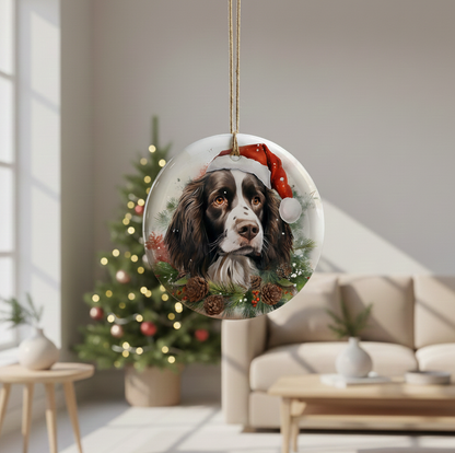 Springer Spaniel Christmas Ornament, Dog Lover Holiday Decor, Pet Memorial Gift, Custom Dog Ornament, Personalized Dog Mom Gift