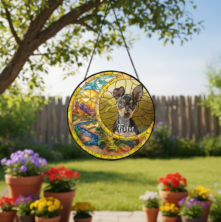 Personalized Dog Portrait Picture Suncatcher, Personalized Window Hanging Stained Glass Suncatcher,Pet Memorial Gift,Dog Memorial Gift CDS02