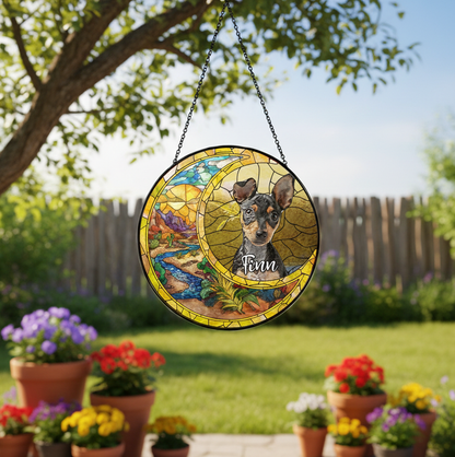 Personalized Dog Portrait Picture Suncatcher, Personalized Window Hanging Stained Glass Suncatcher,Pet Memorial Gift,Dog Memorial Gift CDS02