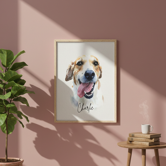 Custom Pet Portrait: Watercolor Dog, Cat, and Animal Art from Photo
