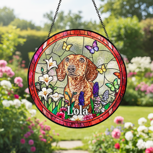 Personalized Dog Memorial Suncatcher,Dog Memorial Gift, Dog Loss Sympathy Gift, Loss of Pet Gift, Pet Remembrance Gift, Pet Suncatcher