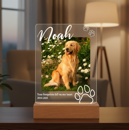 Pet Memorial Plaque,Pet LED Night Light,Custom Photo Pet Lover Night Light,Dog Keepsake Sign,Pet Loss Light Up Sign,Loss of Dog Cat,Pet Lamp