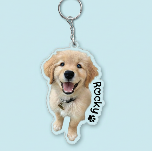 Custom Pet Keychain, Pet Portrait Keychain, Personalized Pet Photo Keychain, Dog Keychain, Cat Memorial Gift, Holiday Gift for Pet Lovers