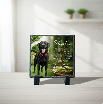 Personalized Pet Memorial Photo Slate Stone - Dog Cat Remembrance Gift