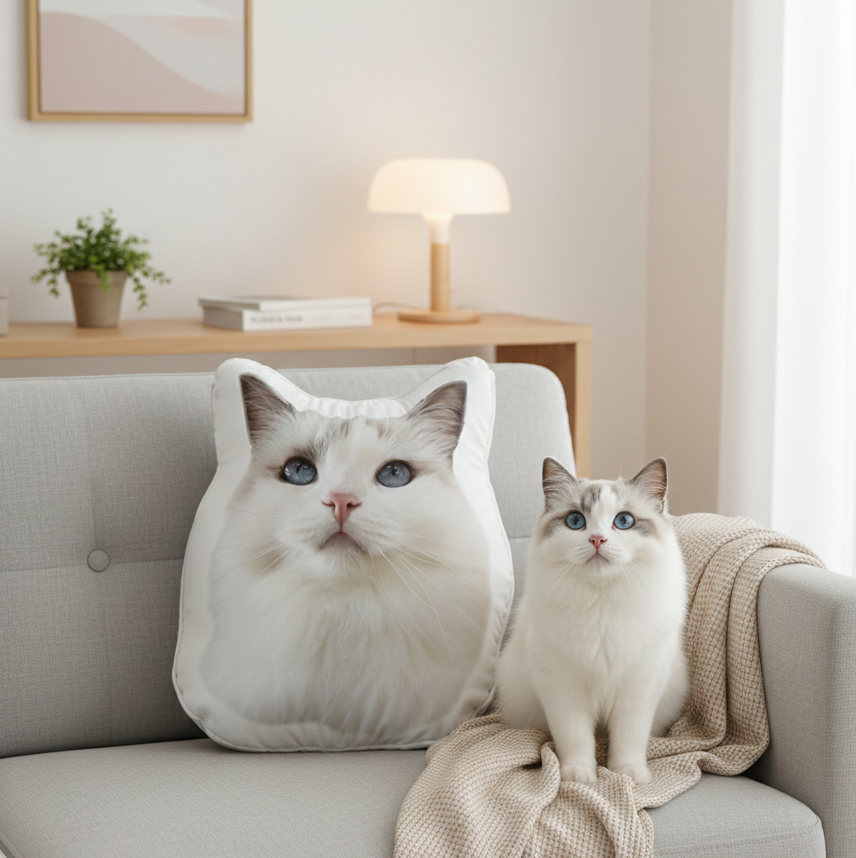 Custom 3D Pet Pillow: Personalized Photo Cat Cushion, Memorial Gift