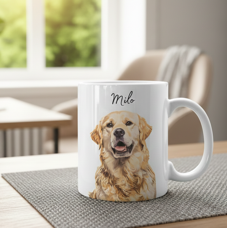 Custom Pet Mug Using Pet Photo + Name Custom Dog Mug Dog Coffee Cup Personalized Pet Mugs Dog Mom Mug Personalized Cat Dad Mug