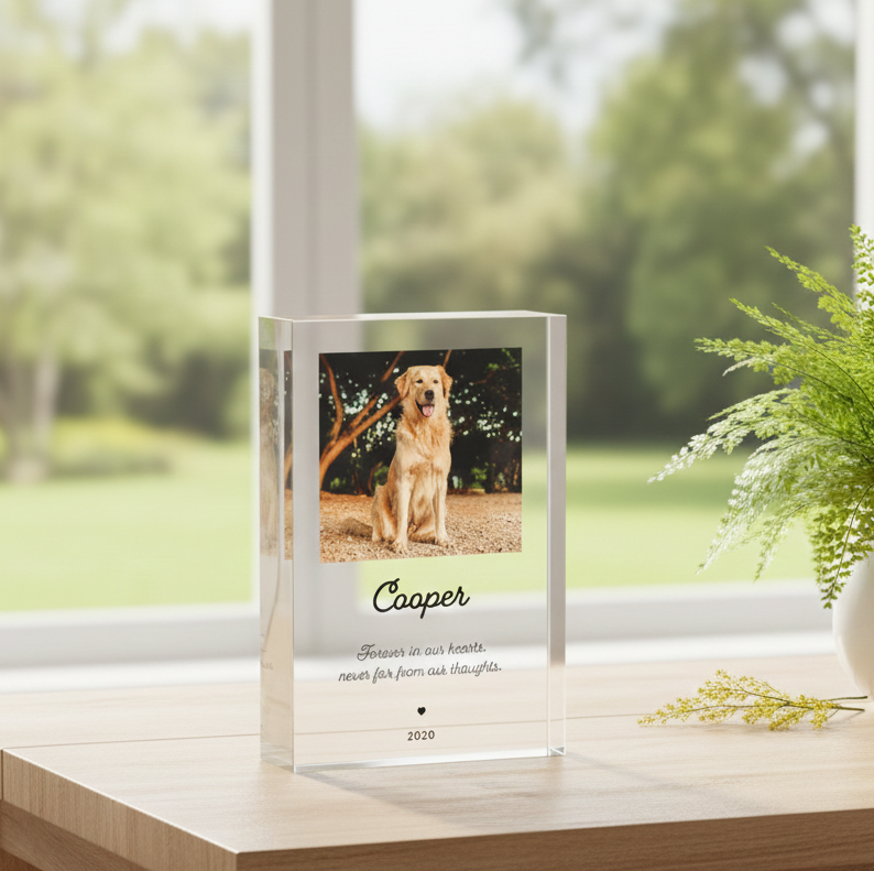 Dog Memorial Plaque, Acrylic Photo Block, Dog Sympathy Gift | P02