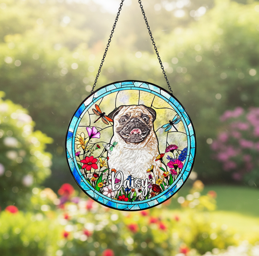 Custom Dog Photo Suncatcher – Personalized Memorial Ornament