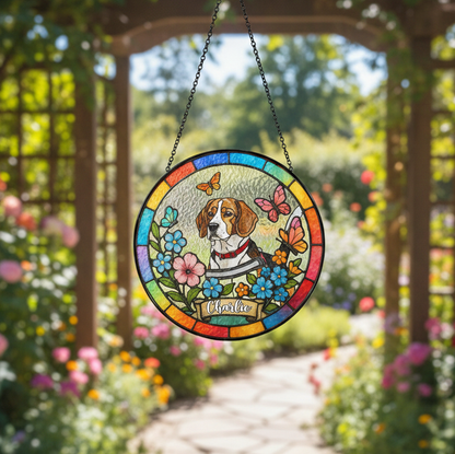 Stained Glass Pet Portrait • Custom Dog & Cat Suncatcher • Memorial Keepsake • Window Hanging Art
