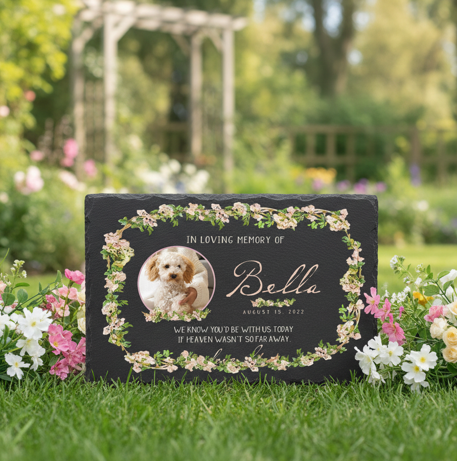 Personalized Pet Memorial Stone Slate: Custom Dog Cat Loss Gift