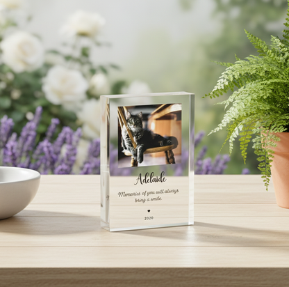 Cat Sympathy Gift, Bereavement Gift, Forever in Our Heart | Acrylic Photo Block | P02