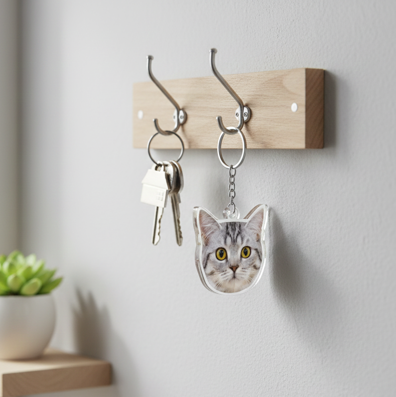 Custom Engraved Pet Portrait Keychain,Personalized Dog and Cat Image Memorial Tag,Stainless Steel Sketch Keyring,Unique Gift for Pet Lovers