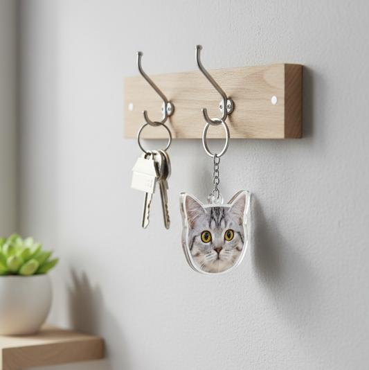 Custom Engraved Pet Portrait Keychain,Personalized Dog and Cat Image Memorial Tag,Stainless Steel Sketch Keyring,Unique Gift for Pet Lovers