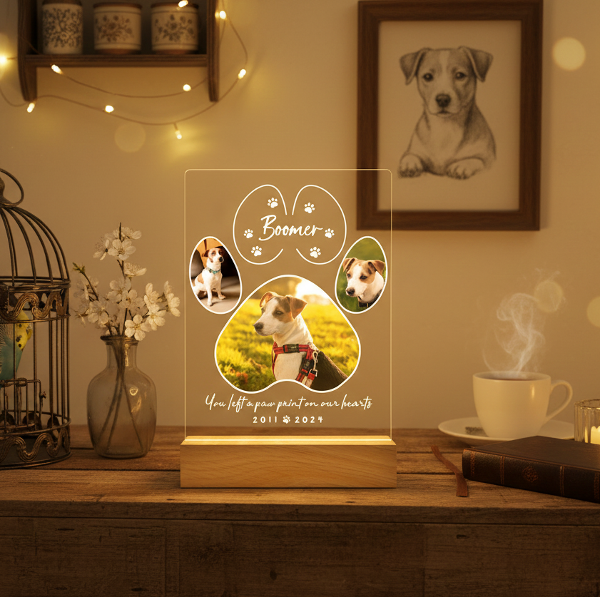 Pet Memorial Night Light, Custom Pet Plaque, Gifts for Pet Lovers, Custom Pet Photo Gifts, Pet Memorial Frame,Dog Ornament,Cat Dog Loss Gift