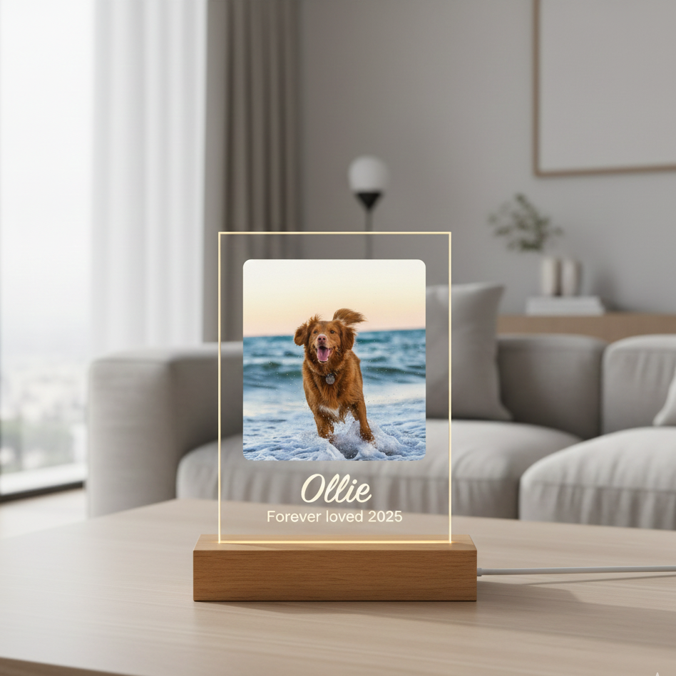 Personalized Pet Memorial LED Night Light,Light Up Pet Loss Frame,Pet Photo Light,Dog Loss Gift,Pet Memorial Gift, Dog Sympathy Gift