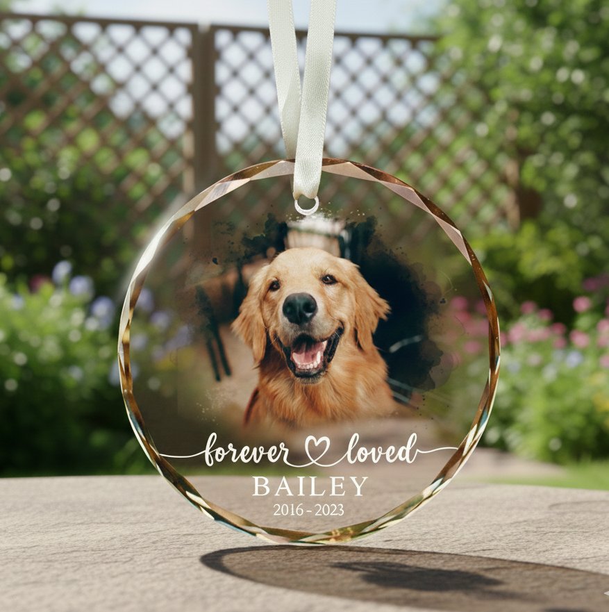 Personalized Pet Memorial Photo Ornament: Dog Sympathy Gift