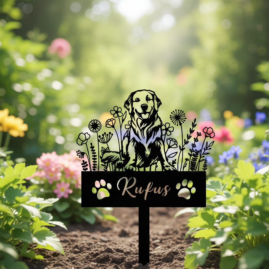 Custom Pet Dog Memorial Stake,Memorial pet tombstone, Pet Loss Gift, Dog Design Garden Sign, Gift for Pet, Dog Grave Marker