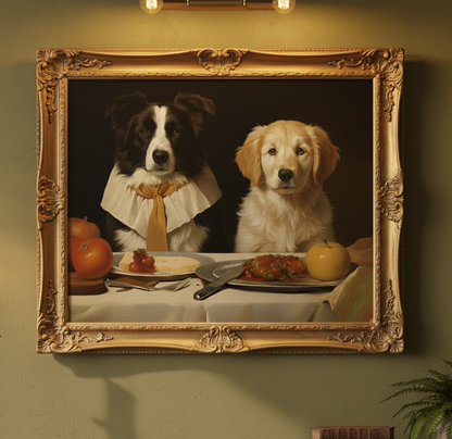 Custom Multiple Pet Portrait Personalized Thanksgiving Gift Family Dog Cat Lover Gift Canvas