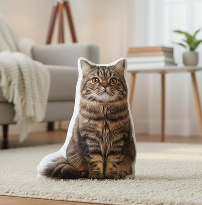 Custom Pet Shape Pillow | Cat Photo Cushion | Personalized Dog Portrait Gift | Unique Keepsake for Dog Lovers | Pet Memorial Pillow