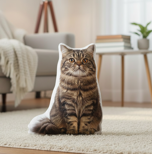 Custom Pet Shape Pillow | Cat Photo Cushion | Personalized Dog Portrait Gift | Unique Keepsake for Dog Lovers | Pet Memorial Pillow