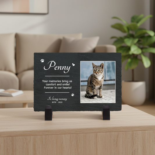 Custom Pet Photo Rock Slate, Personalized Memorial Pet Stone For Dog & Cat, Pet Loss Memorial Keepsake, Grieving Gifts for Pet Lover Owner