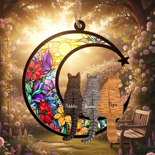 Personalized Loss Of Cats Suncatcher, Cat Memorial Suncatcher, Loss of Cats Sympathy Gift, Cat Loss Gift, Cat Remembrance Gift
