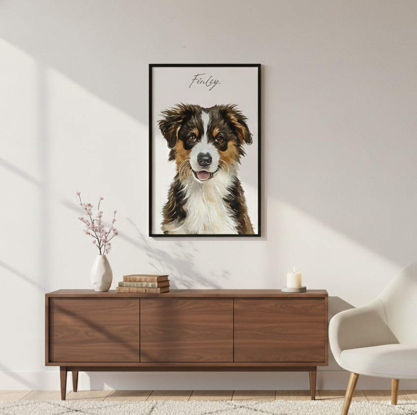 Custom Watercolor Pet Portrait – Personalized Dog & Cat Art