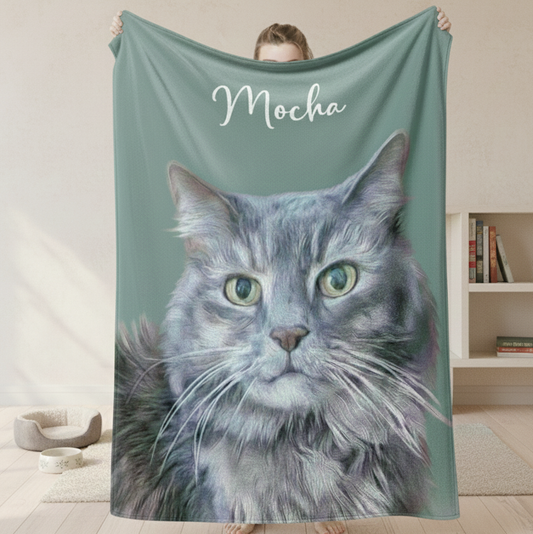 Personalized Pet Photo Blanket: Custom Fleece Dog/Cat Mom Gift