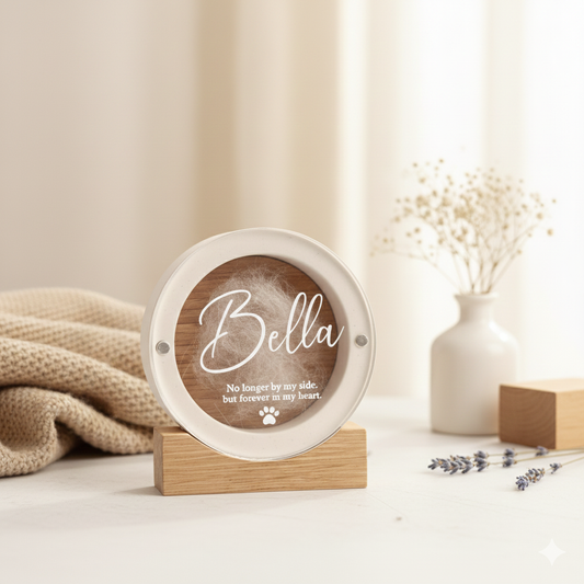 Personalized Pet Memorial Hair Keepsake Box plaster: Dog Cat loss Gift