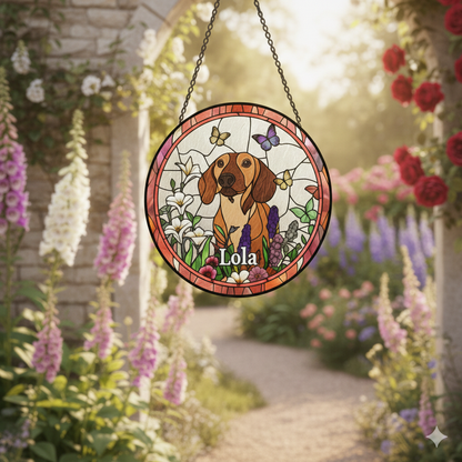 Custom Dog Portrait Art Suncatcher,Custom Pet Portrait,Stained Glass Dog Memorial,Custom Dog Portrait from Photo,Indoor Decor CDS01