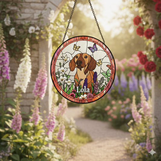 Custom Dog Portrait Art Suncatcher,Custom Pet Portrait,Stained Glass Dog Memorial,Custom Dog Portrait from Photo,Indoor Decor CDS01