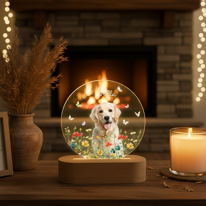 Personalized Pet Photo Memorial Night Light: Dog Cat Loss Sympathy Gift