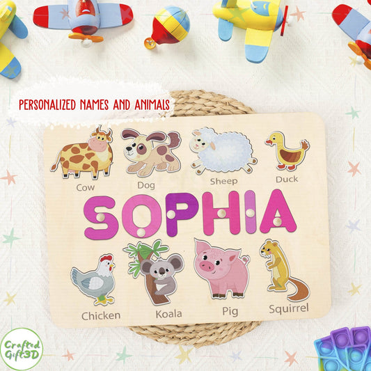 Handmade wood puzzle board for kids