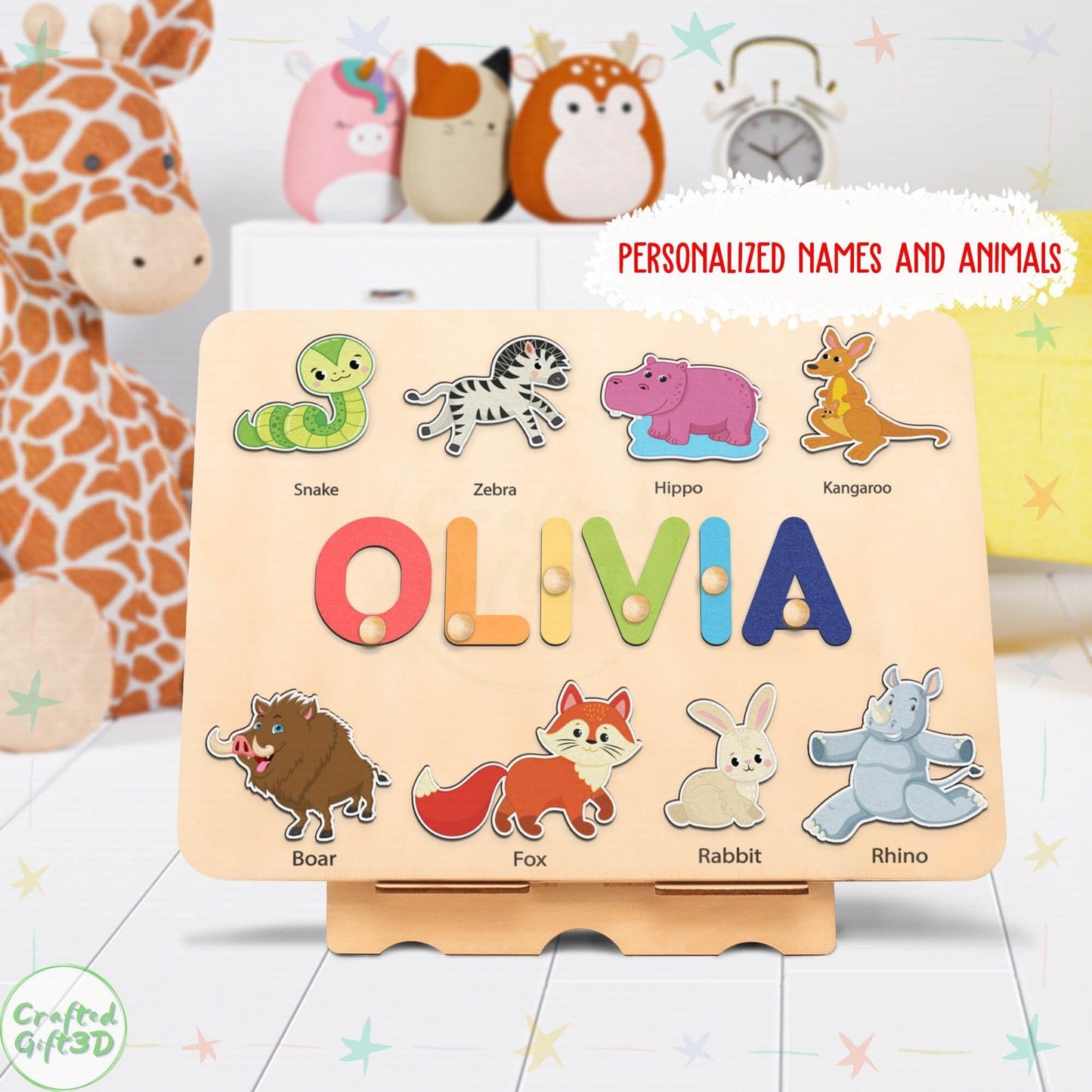 Handmade wood puzzle board for kids