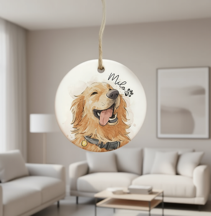 Personalized Watercolor Photo Pet Ornament, Custom Pet Portrait Keepsake, Dog Lover Gift, Cat Mom Gift, Memorial Dog Gift, Loss of Pet