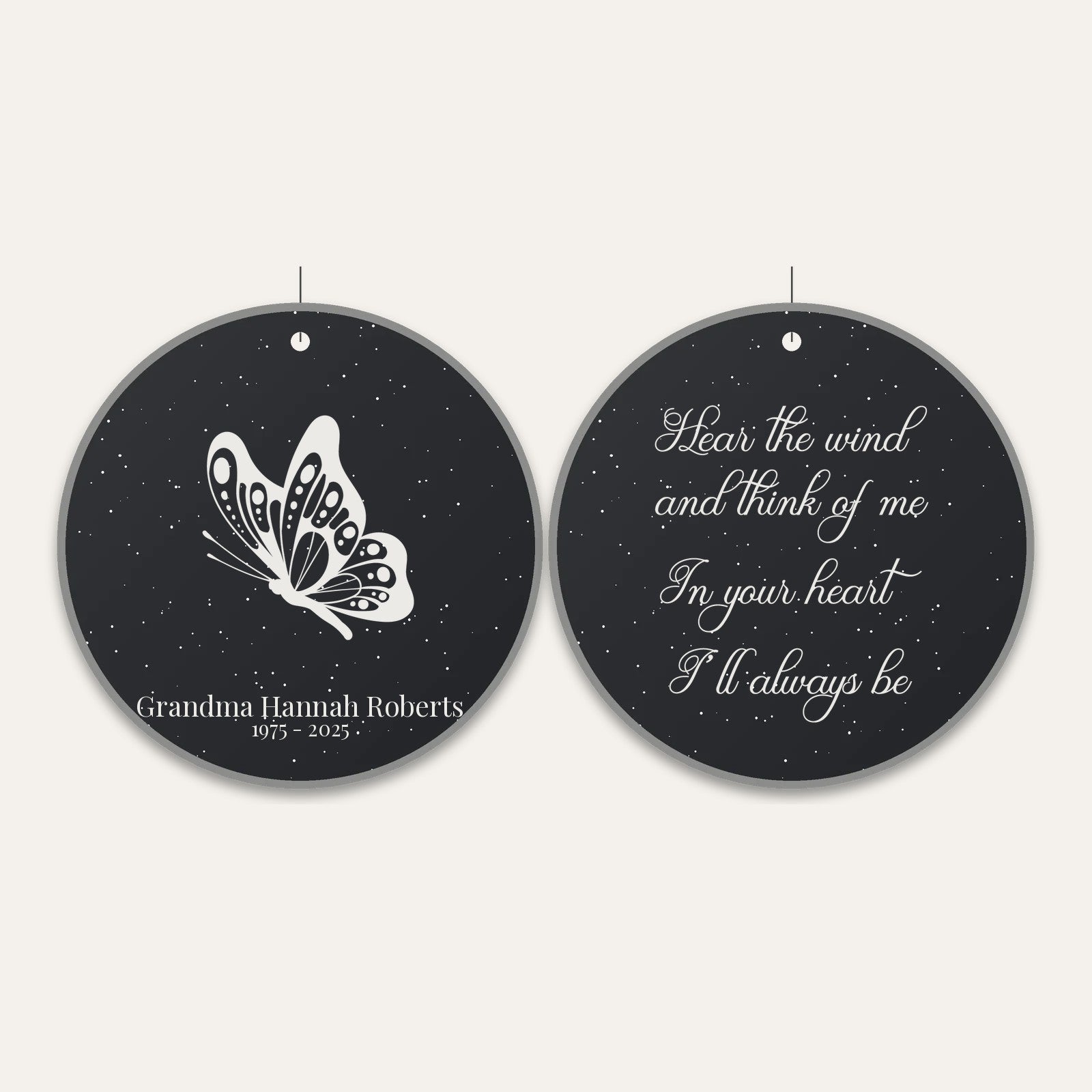 Memorial wind chime slate stone - both sides engraved