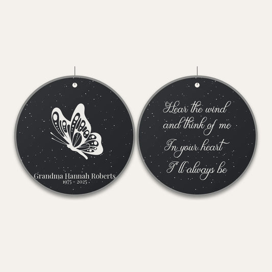 Memorial wind chime slate stone - both sides engraved
