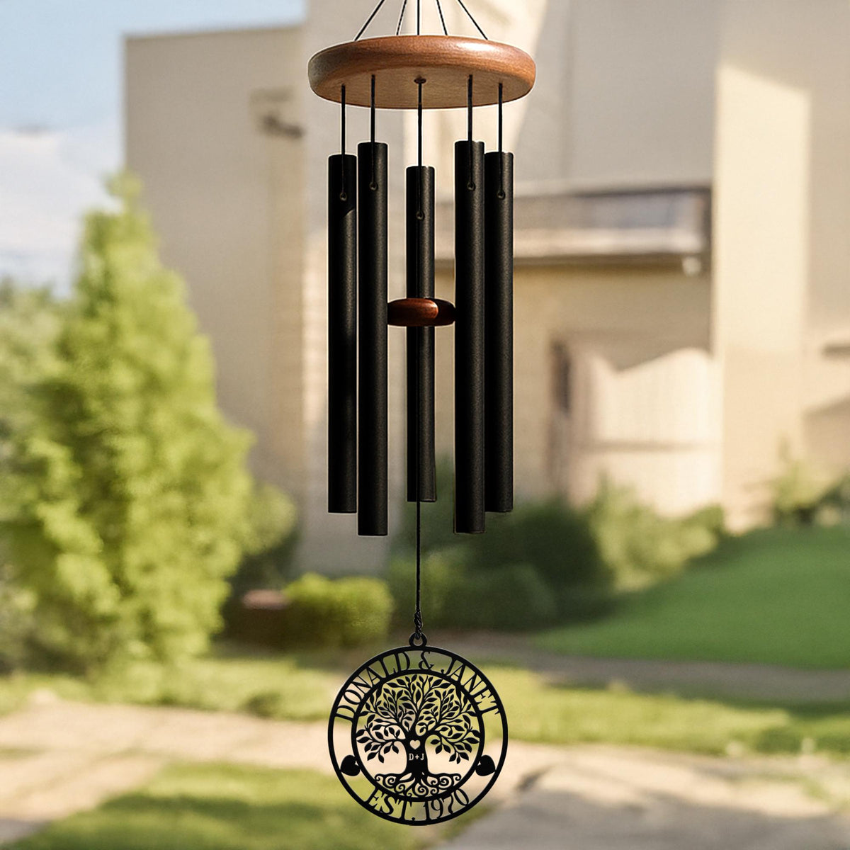 Couple Anniversary Wind Chime, Custom Etched Romantic Gift, Wedding Outdoor Decor, Personalized 25th/40th/50th Milestone, Parents Keepsake
