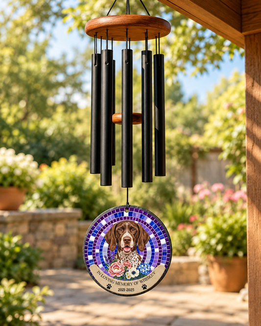 Custom Pet Mosaic Memorial Wind Chime — WHISKEY garden mockup 4:5